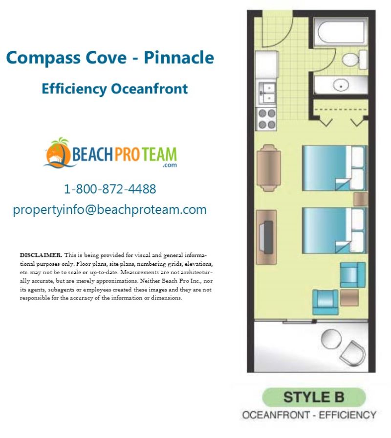 Compass Cove Pinnacle Floor Plan B - Efficiency Oceanfront